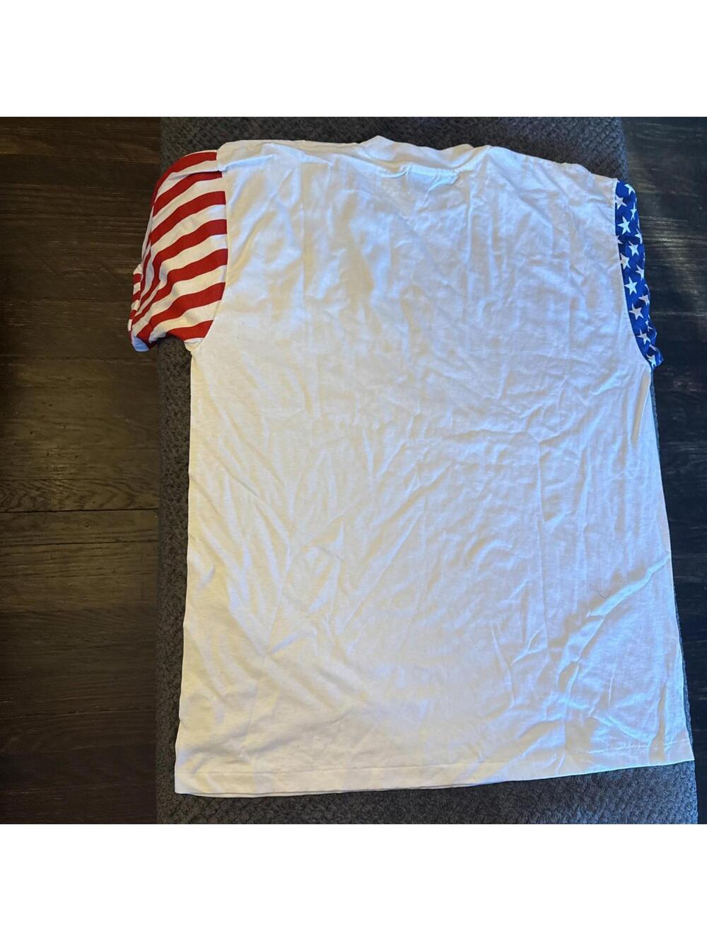 Vintage LA Sportswear T-Shirt American Flag Sleeves Single Stitch USA Mens XL - Picture 7 of 9
